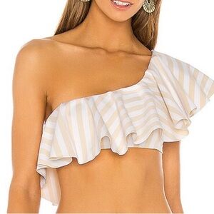 NWT WeWoreWhat TOP ONLY Positano Bikini Ruffle One Shoulder Top Medium